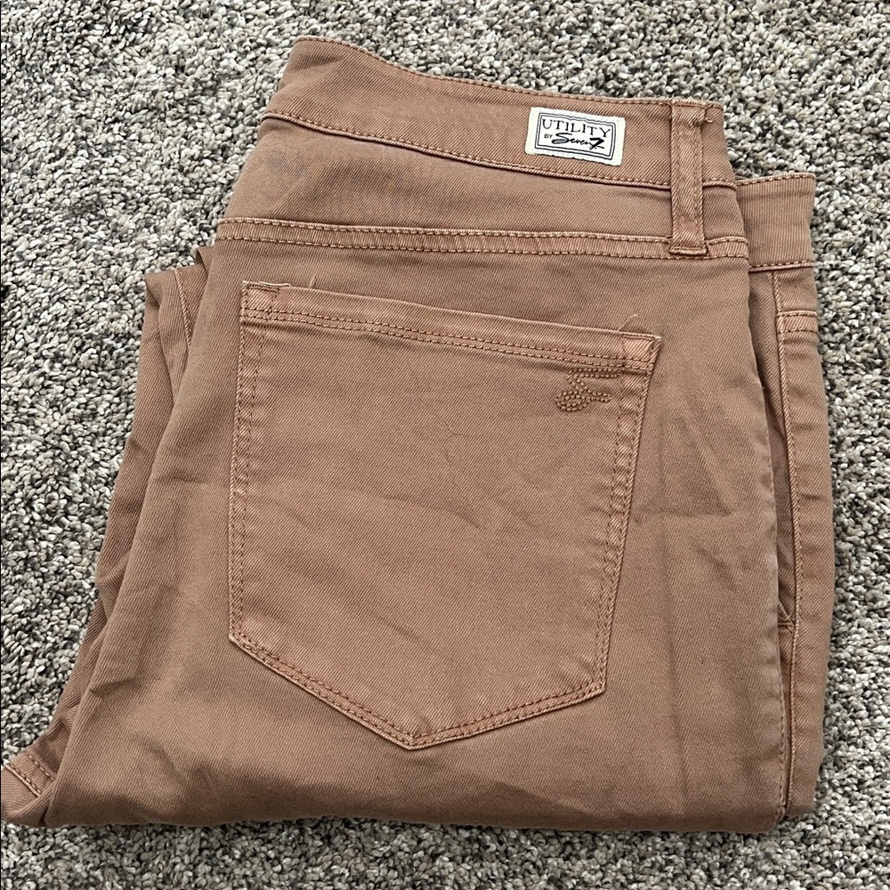 Seven High Rise Utility Pant Khaki Size 12